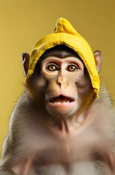 Cute monkey on the yellow