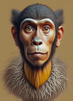 Man and monkey portrait evolution concept