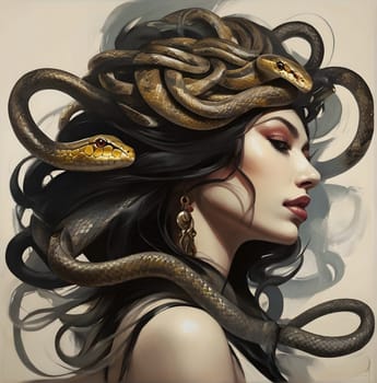 Snake and woman beautiful art