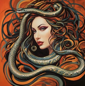 Snake and woman beautiful art