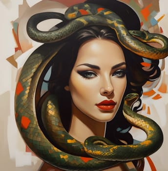 Snake and woman beautiful art