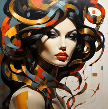 Snake and woman beautiful art