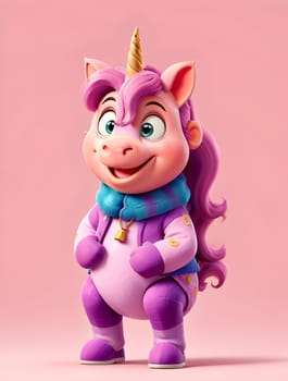 Funny cute unicorn on pink
