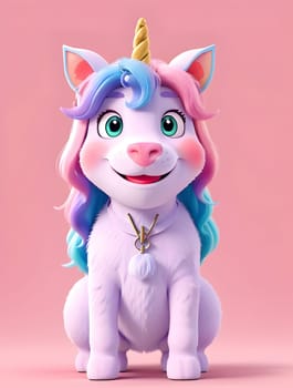 Funny cute unicorn on pink