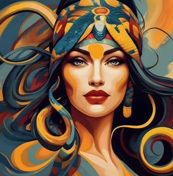 Snake and woman beautiful art