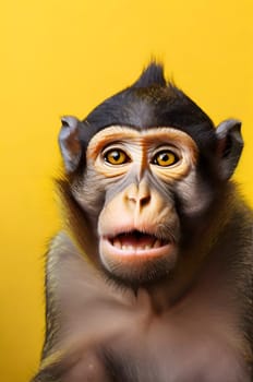Cute monkey on the yellow