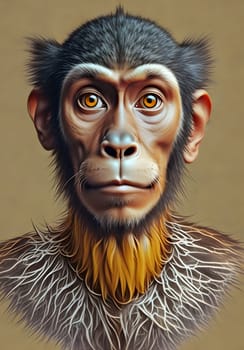 Man and monkey portrait evolution concept