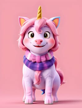 Funny cute unicorn on pink