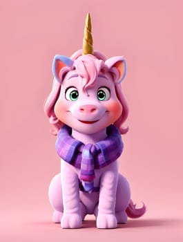 Funny cute unicorn on pink