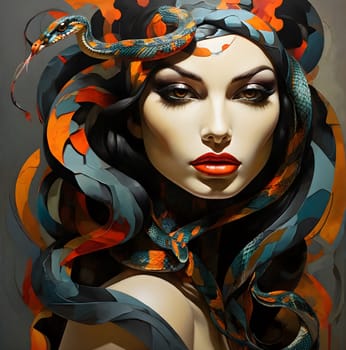 Snake and woman beautiful art