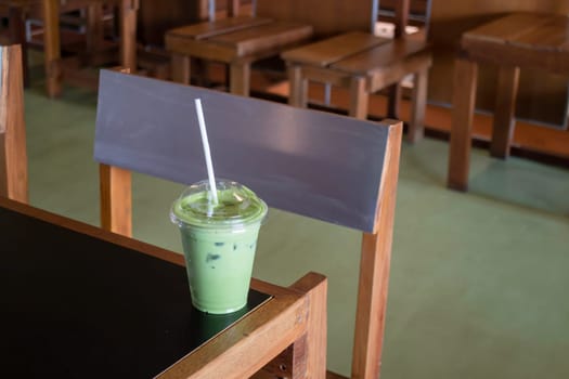 Matcha latte or iced green tea, stock photo