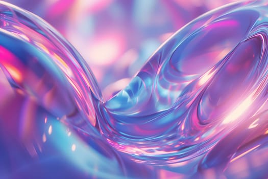 Colorful bright dreamy holo glass bubbles and waves background and wallpaper. Neural network generated in January 2024. Not based on any actual scene or pattern.