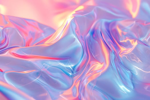 Colorful bright dreamy holo glass bubbles and waves background and wallpaper. Neural network generated in January 2024. Not based on any actual scene or pattern.