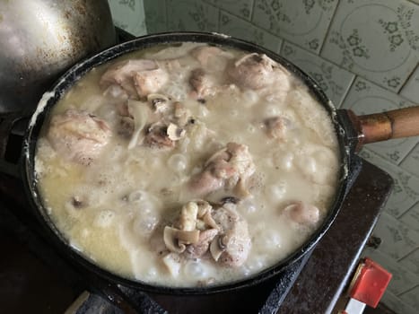 Chicken fillet stewed in the  mushroom sauce
