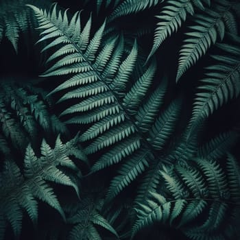 Dark botanical background from green big smooth leaves, green tropical. Generative AI