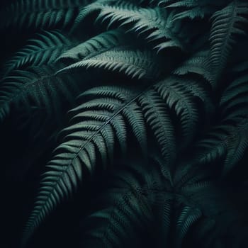 Dark botanical background from green big smooth leaves, green tropical. Generative AI