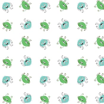Cute baby alien monsters seamless pattern with doodle graphic. Vector illustration can used for baby textile, fabric design, infant or newborn print for t-shirt and other clothes.