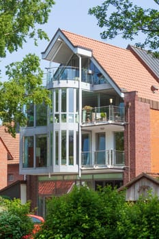Modern brick residential building, Buxtehude, Lower Saxony, Germany