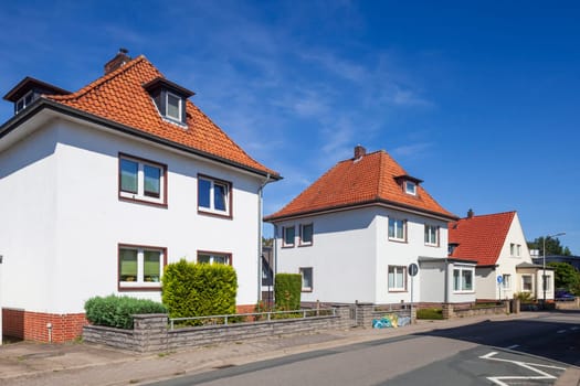 Residential buildings, white modern residential buildings, Wunstorf, Lower Saxony, Germany