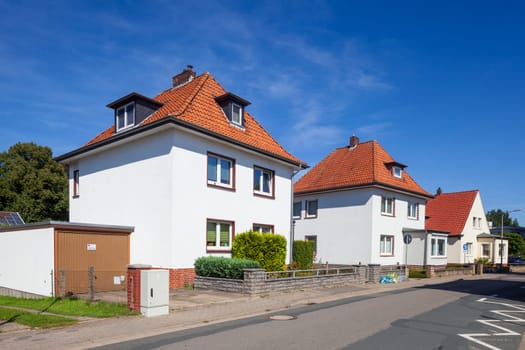 Residential buildings, white modern residential buildings, Wunstorf, Lower Saxony, Germany