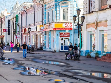 Irkutsk, Russia - August 24, 2016: The sights of Irkutsk, streets and buildings of the city, historical and modern buildings.