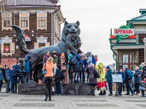 Irkutsk, Russia - August 24, 2016: The sights of Irkutsk, streets and buildings of the city, historical and modern buildings.