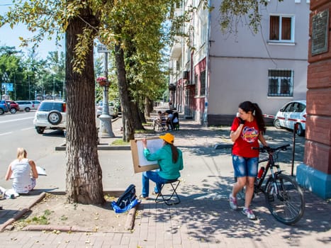 Irkutsk, Russia - August 24, 2016: The sights of Irkutsk, streets and buildings of the city, historical and modern buildings.