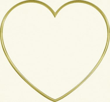 The outline of a golden heart painted on a beige rough background