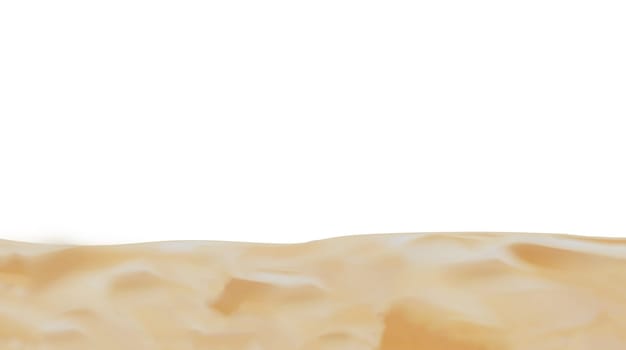 At the bottom of the frame there is an abstract yellow beach sand with an uneven surface on a white background