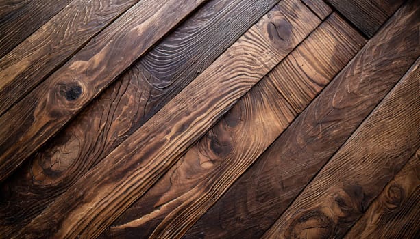 Natural wood texture. Wood background. Dark rustic planks table top flat lay view.