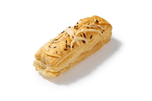 Savor the crunchy perfection of cheese crackers and cumin. A golden brown, flaky pastry filled with melted cheese and sprinkled with caraway seeds