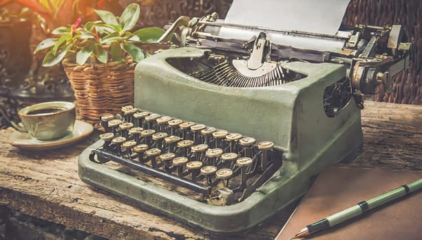 close up of typewriter vintage retro styled