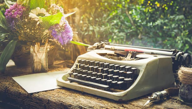 close up of typewriter vintage retro styled