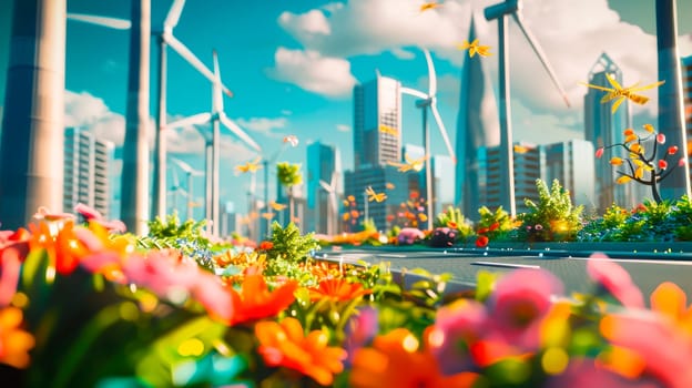 An eco-friendly modern city powered entirely by renewable energy sources. AI generated