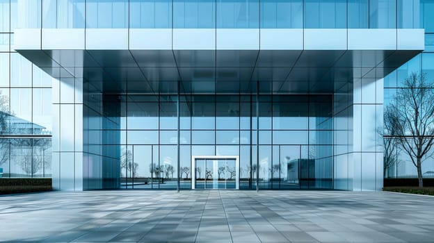 Entrance of the modern business city office building, minimalist design. AI generated