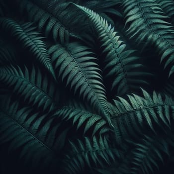 Dark botanical background from green big smooth leaves, green tropical. Generative AI