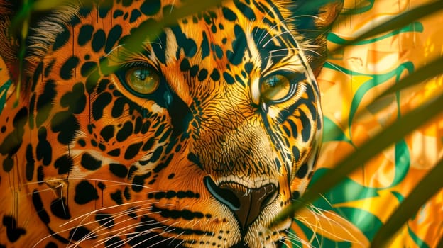 Proud  leopard staring at prey, rare endangered cat, beautiful exotic spotted big cat similar jaguar. AI generated