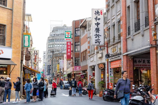 Taipei, Taiwan 15 march 2023: Taipei tourist street in Dihua street