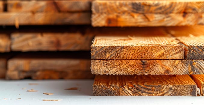 Wooden lumber, wood blanks on a white background AI generated image