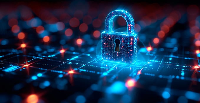 Electronic security, digital lock password, reliable protection of electronic devices AI generated image