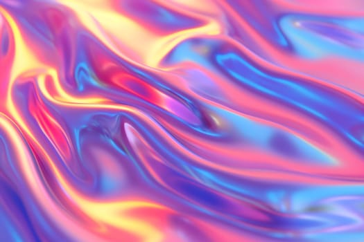 Colorful bright dreamy holo glass bubbles and waves background and wallpaper. Neural network generated in January 2024. Not based on any actual scene or pattern.