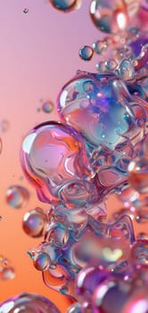 Colorful glass bubbles and waves background and wallpaper. Neural network generated in January 2024. Not based on any actual scene or pattern.