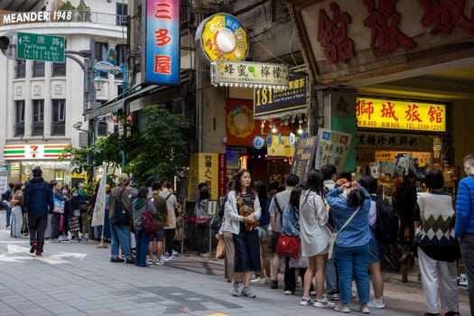 Taipei, Taiwan 30 April 2023: Huayin Street in Taipei city of Taiwan