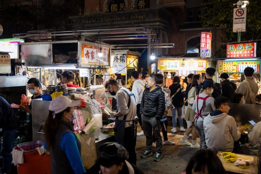 Taipei, Taiwan 15 March 2023: Ningxia road night market in Taipei city of Taiwan