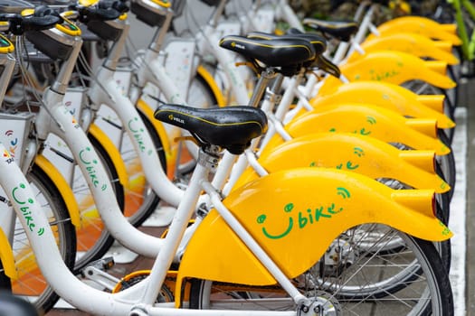 Taipei, Taiwan 10 June 2023: Shared bike in Taipei city