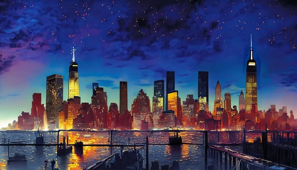 Generative visualization of New York at night