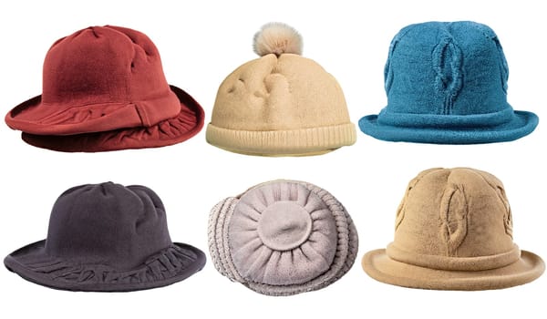 Winter hats isolated on white background