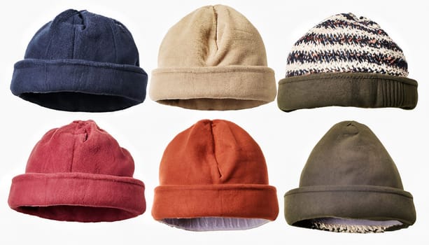 Winter hats isolated on white background