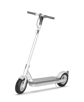 White electric scooter on white background