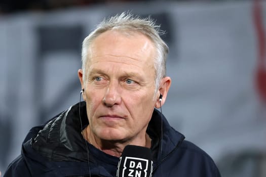 Coach Christian Streich (SC Freiburg) at the match of the 1st FBL: 23-24: 24. Sptg. SC Freiburg - FC Bayern Munich  DFL REGULATIONS PROHIBIT ANY USE OF PHOTOGRAPHS AS IMAGE SEQUENCES AND/OR QUASI-VIDEONann  Photo: Joachim Hahne/johapress
